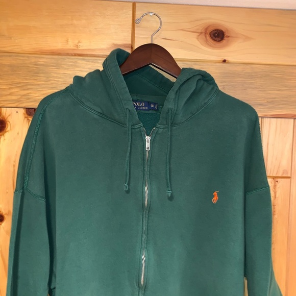 POLO RALPH LAUREN Green w/ Orange Pony Hoodie Sweatshirt 3XLT / 4XLT Big & Tall - Picture 2 of 9
